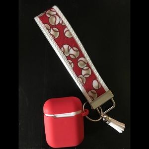Baseball key fob with AirPod cover